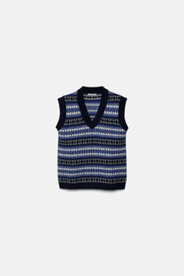 Gilet in maglia jacquard con motivo geometrico