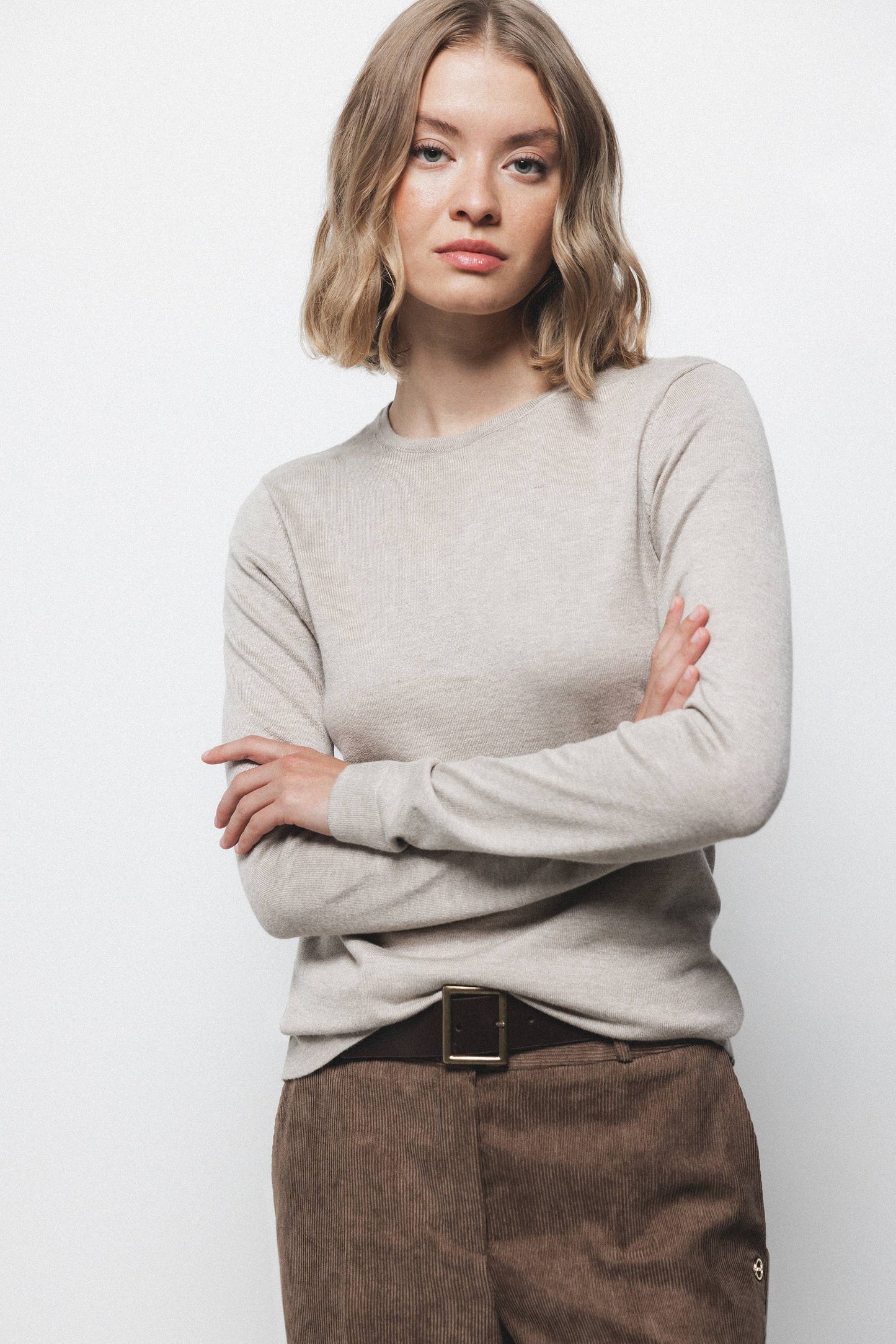 Maglione in maglia rasata con girocollo