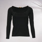 Maglione base aderente a maniche lunghe con scollo quadrato