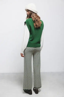 Pantaloni in maglia jacquard con motivo geometrico