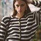 Cardigan corto a righe con bottoni dorati