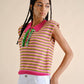 Top polo in maglia multicolor senza maniche