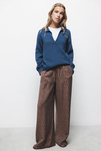 Pantaloni a gamba larga con stampa geometrica e coulisse