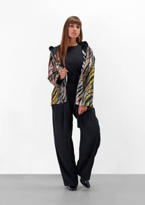 Giacca con cappuccio jacquard multicolor