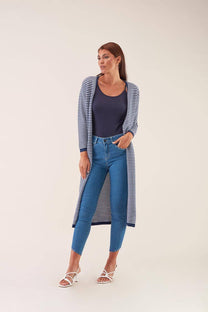 Cardigan lungo a righe in cotone Baras