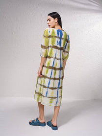 Abito midi ampio in cotone con stampa
