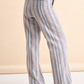 Pantaloni relaxed a righe sottili in cotone e lino