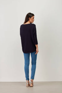 Maglia blu navy con scritta Dream e applicazioni