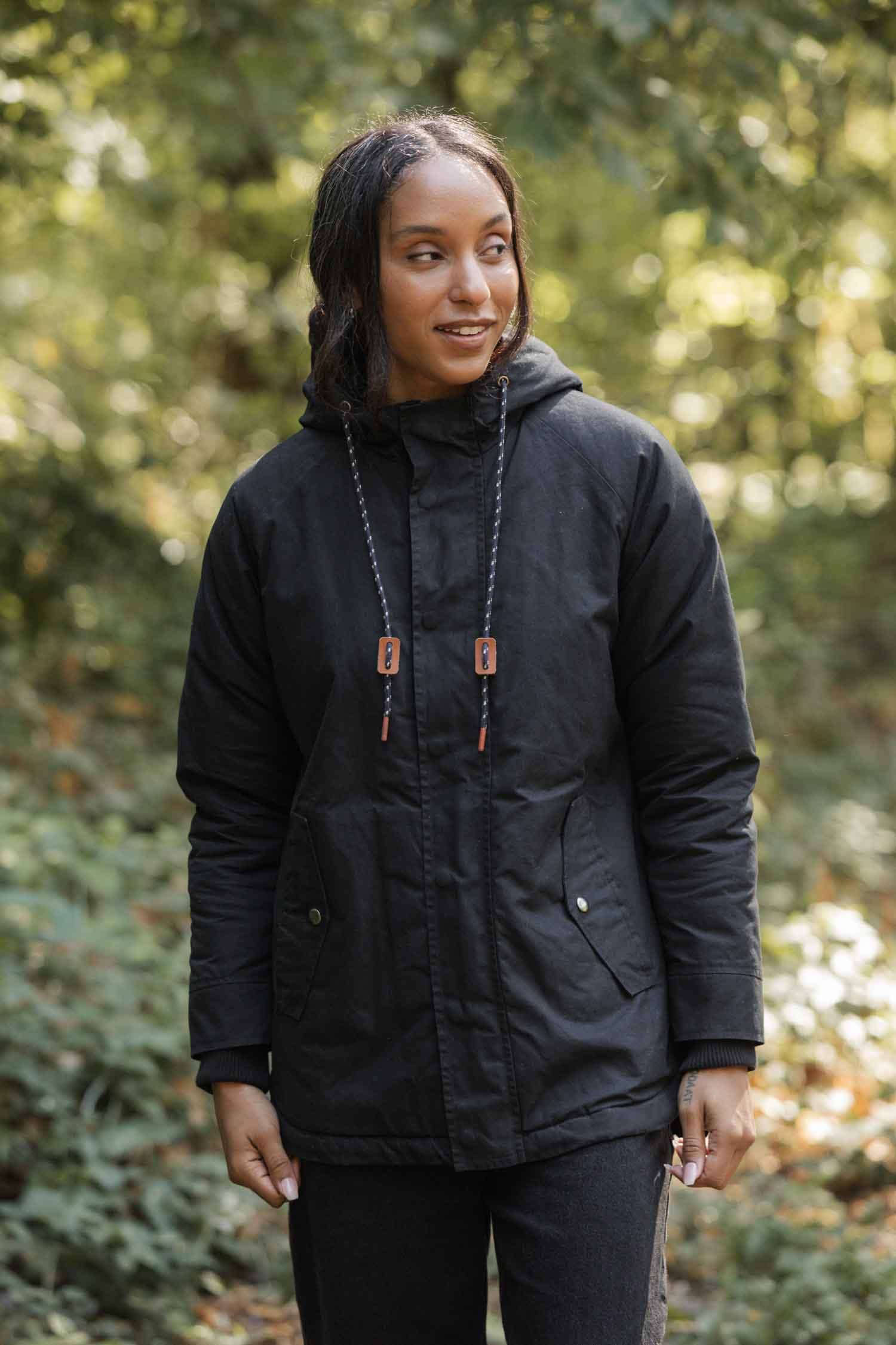 Parka Sequoia in cotone cerato nero