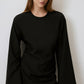 Blusa in crêpe nera con incrocio e lacci sul retro