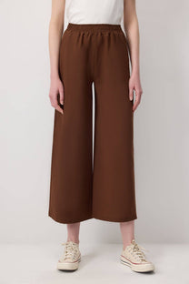 Pantaloni a gamba larga a vita alta in misto cotone