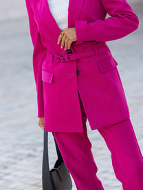Blazer con cintura in velluto a coste