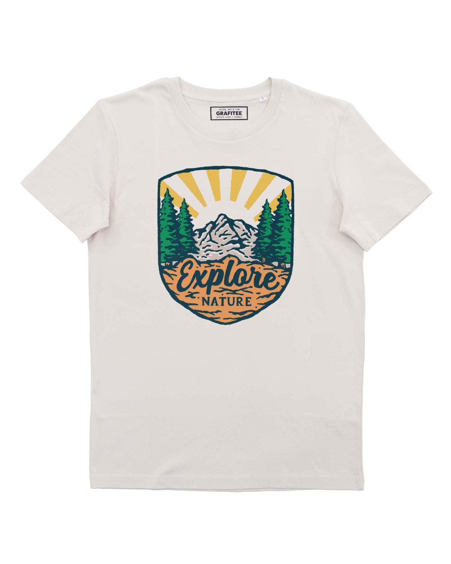 T-shirt unisex Explore Nature in cotone biologico con grafica campeggio