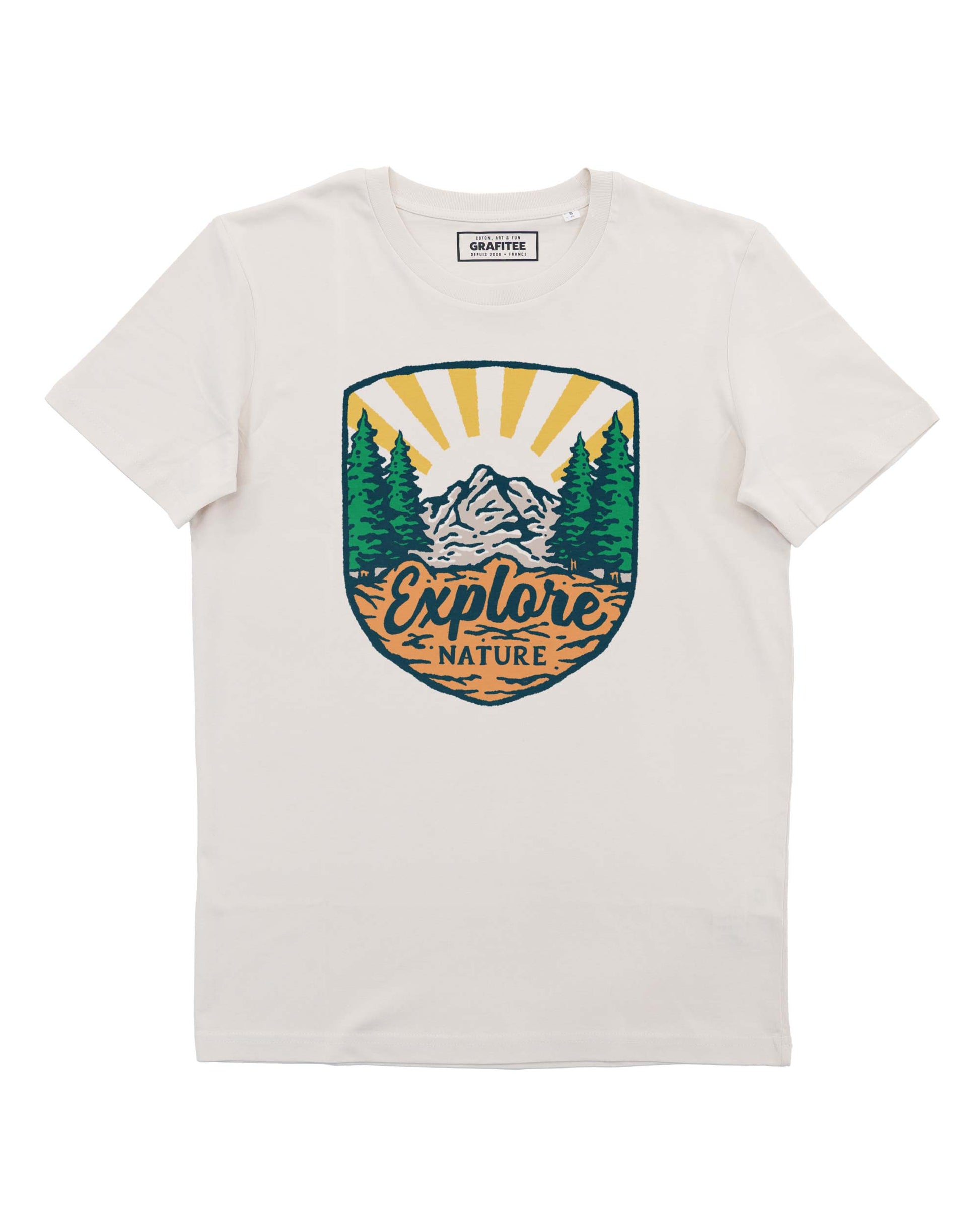 T-shirt unisex Explore Nature in cotone biologico con grafica campeggio
