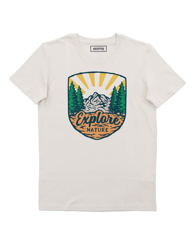 T-shirt unisex Explore Nature in cotone biologico con grafica campeggio