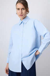 Camicia oversize in cotone azzurro