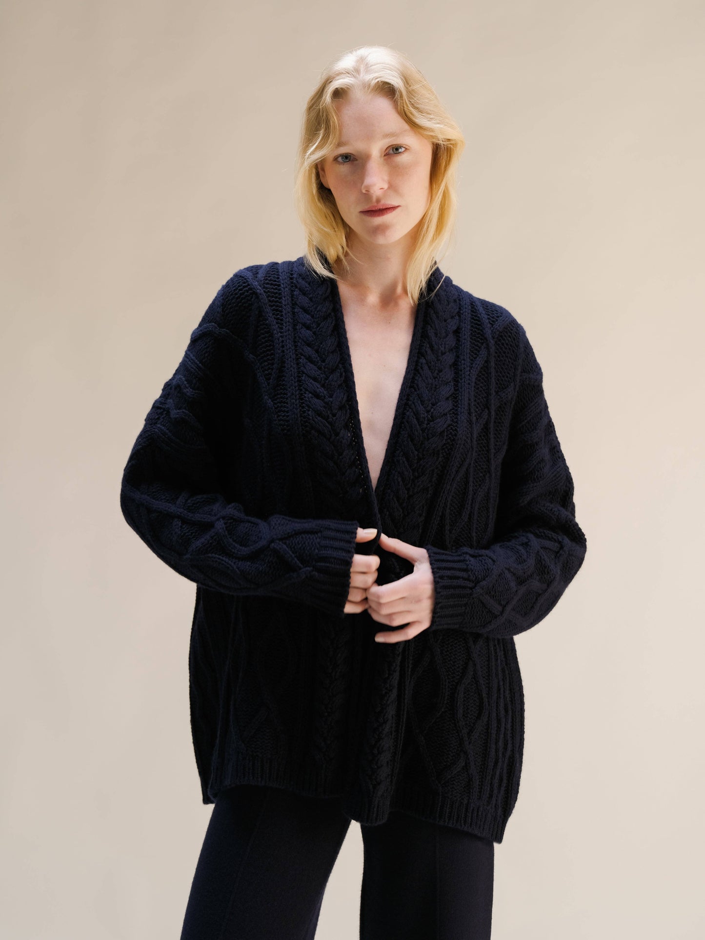 Cardigan Aran oversize in misto cashmere