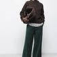 Pantaloni ampi in velluto a coste verde scuro