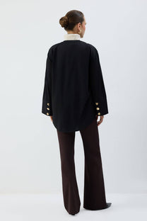 Camicia in popeline con bottoni dorati