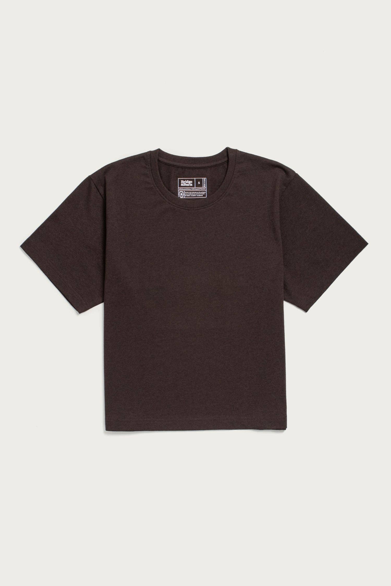 T-shirt boxy in cotone riciclato color tartufo