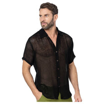 Camicia estiva a maniche corte in cotone nero