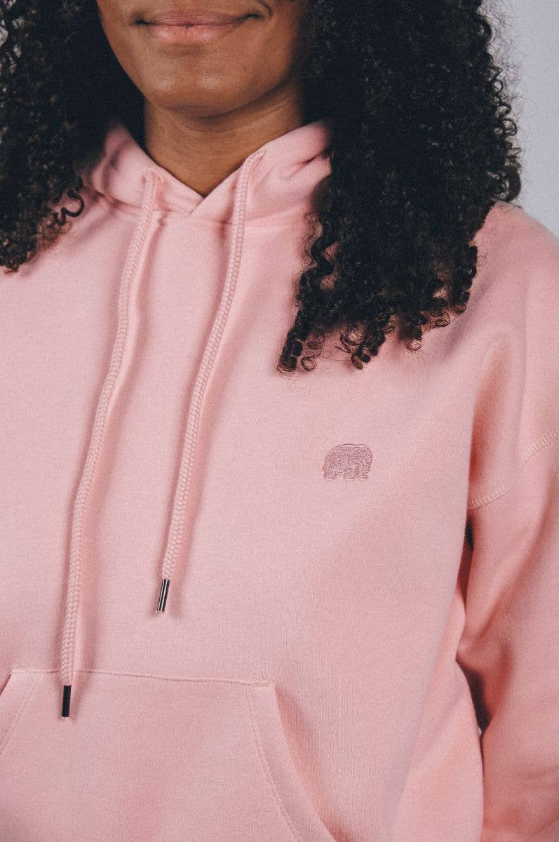 Felpa hoodie oversize in cotone biologico rosa tenue da donna