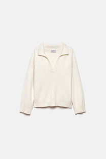 Maglione a maglia rasata con collo polo