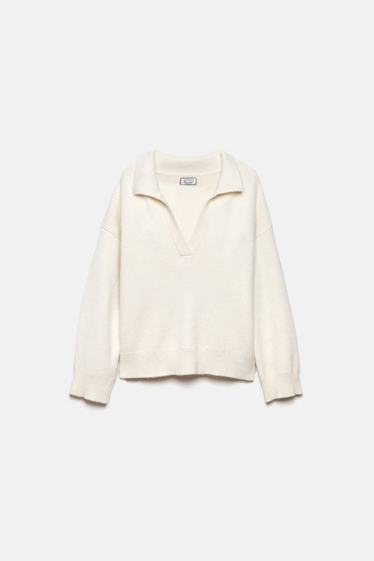 Maglione a maglia rasata con collo polo
