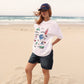 T-shirt Oversize Bianca con Stampa Costa da Morte