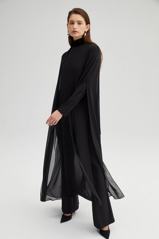 Tunica maxi oversize in chiffon nero