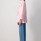 Camicia oversize in cotone a righe rosa con fiocchi
