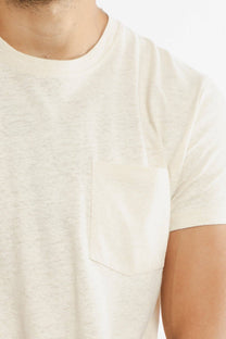 T-shirt uomo in canapa e cotone bio con taschino avorio