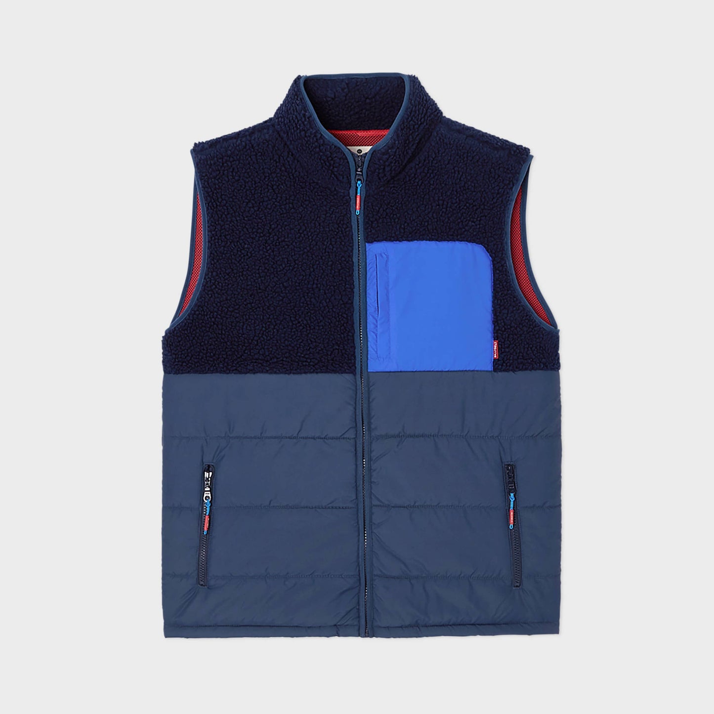 Gilet sherpa smanicato bicolore blu navy