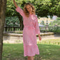 Blusa ricamata con stampa all-over
