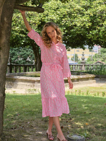 Blusa ricamata con stampa all-over