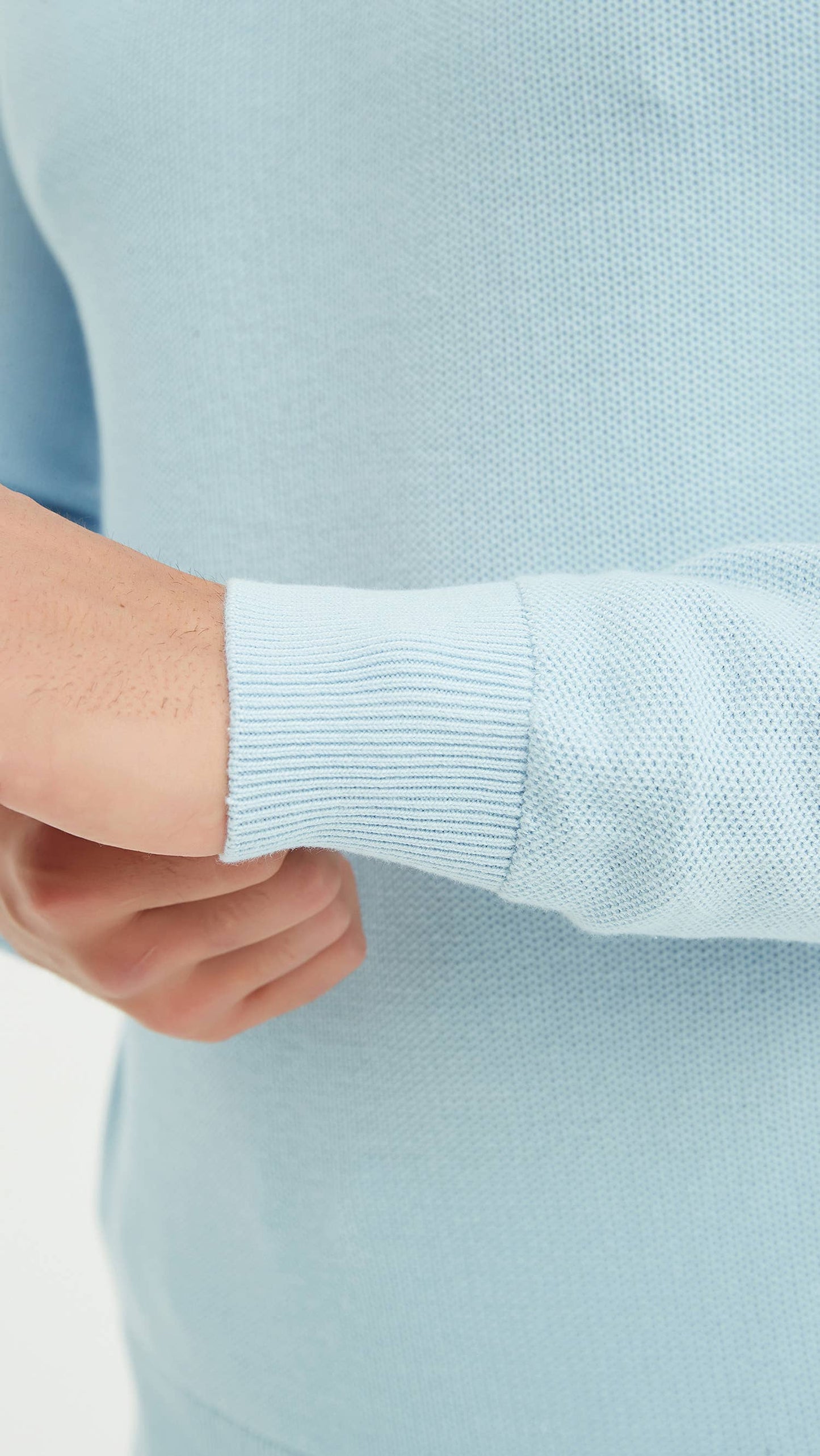 Maglione sportivo uomo in cotone azzurro con zip