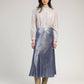 Gonna midi metallizzata blu Janyma