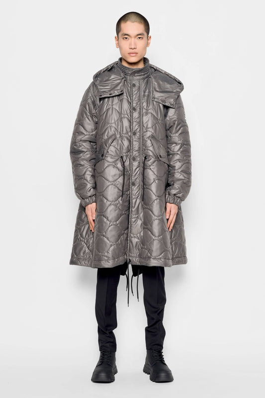 Parka oversize trapuntato con cappuccio staccabile