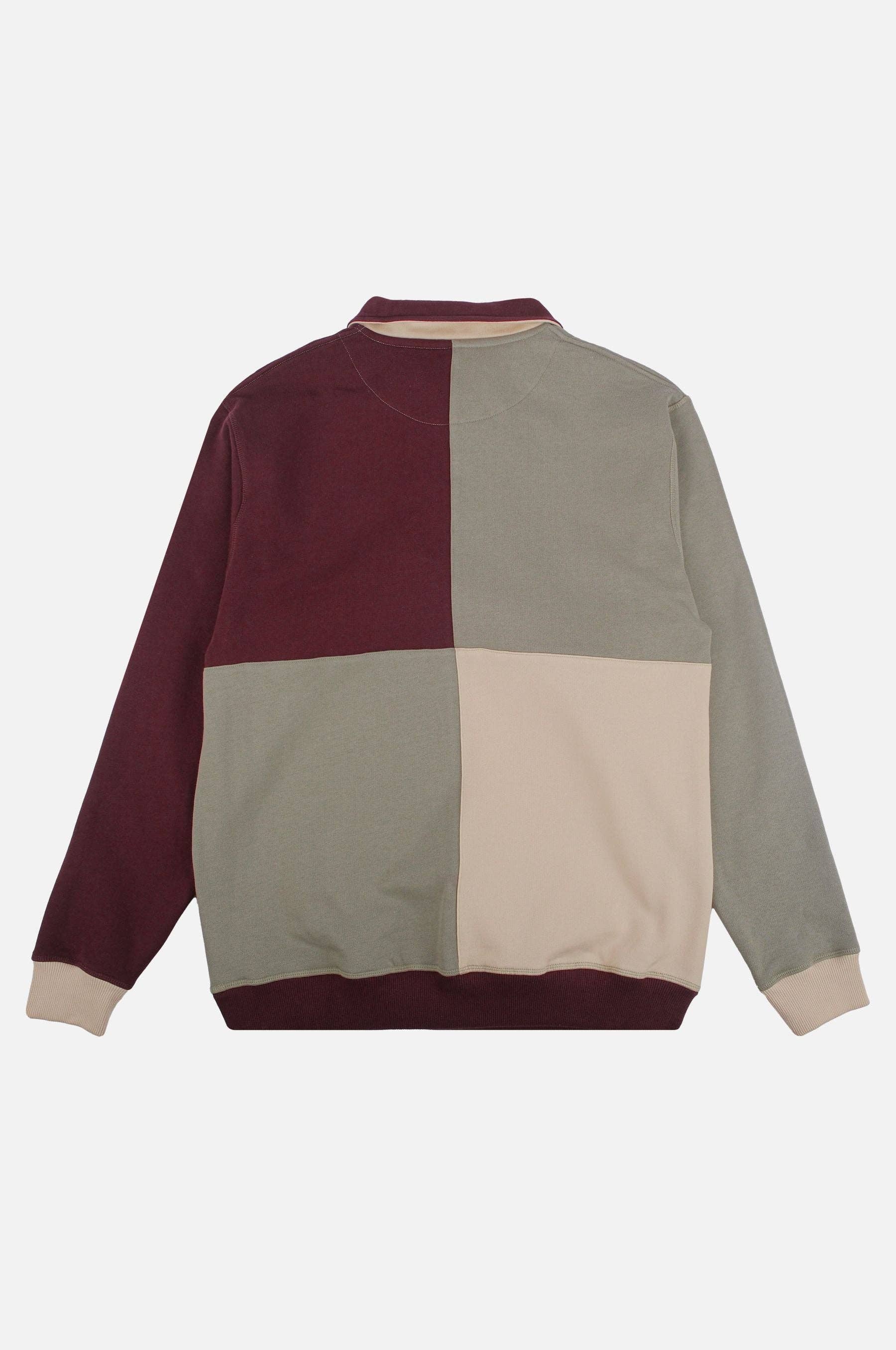 Maglione uomo color block con zip a un quarto