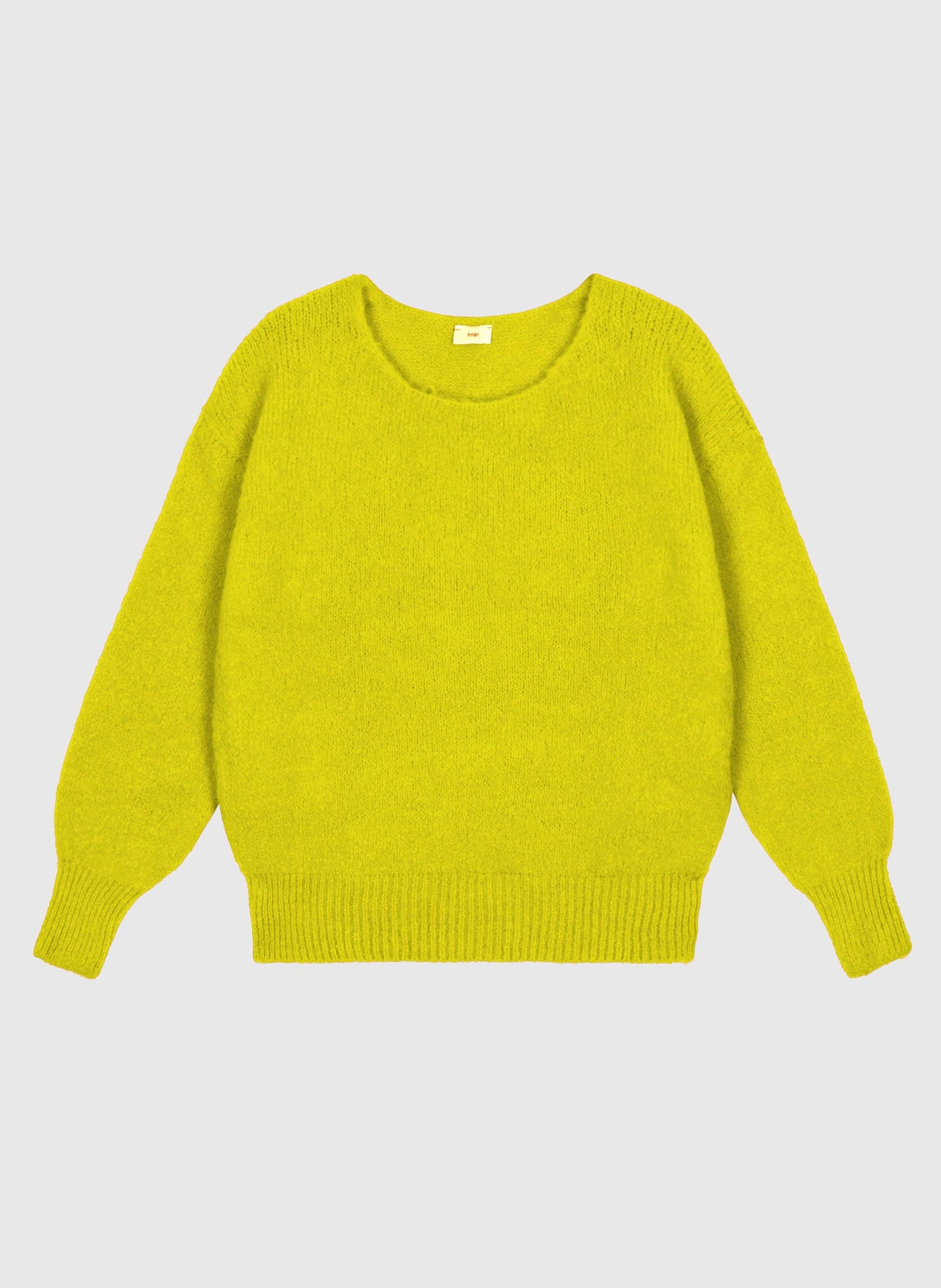 Maglione oversize girocollo in maglia calda color anice