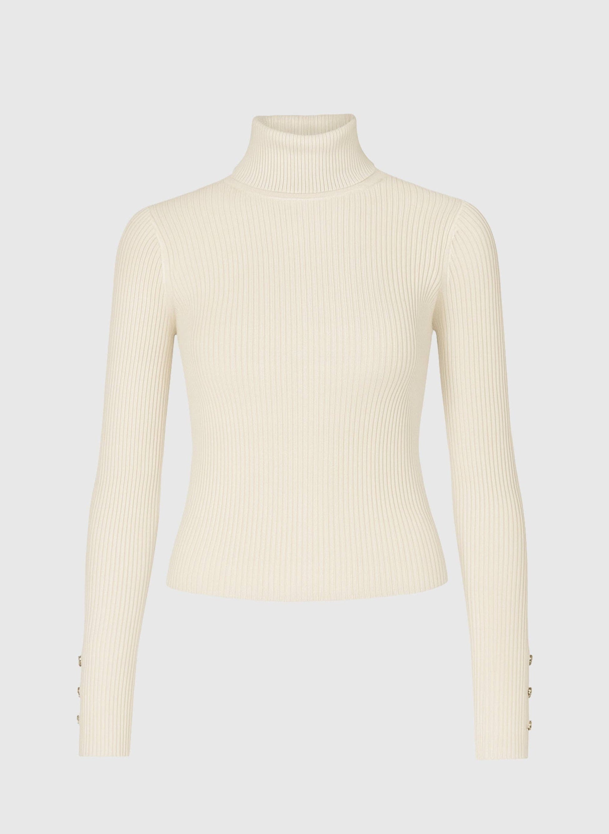 Maglione dolcevita a coste bianco sporco Natania