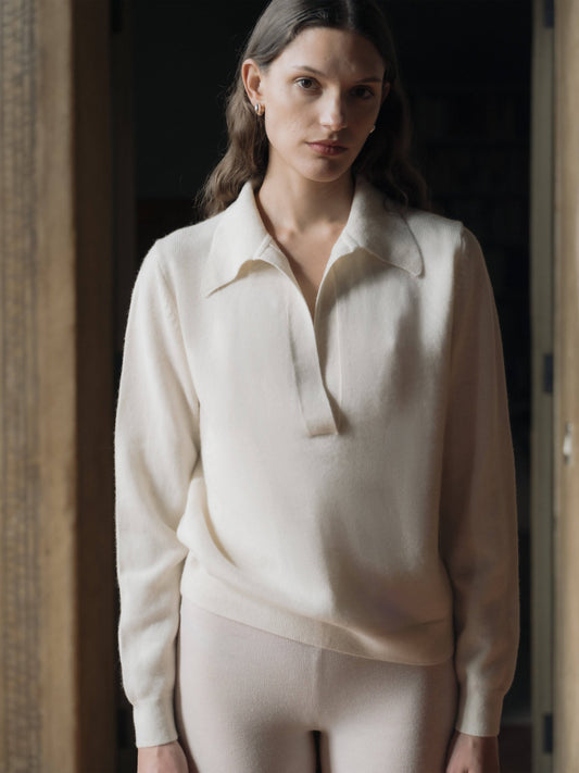 Maglione polo in puro cashmere