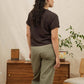 T-shirt boxy in cotone riciclato color tartufo