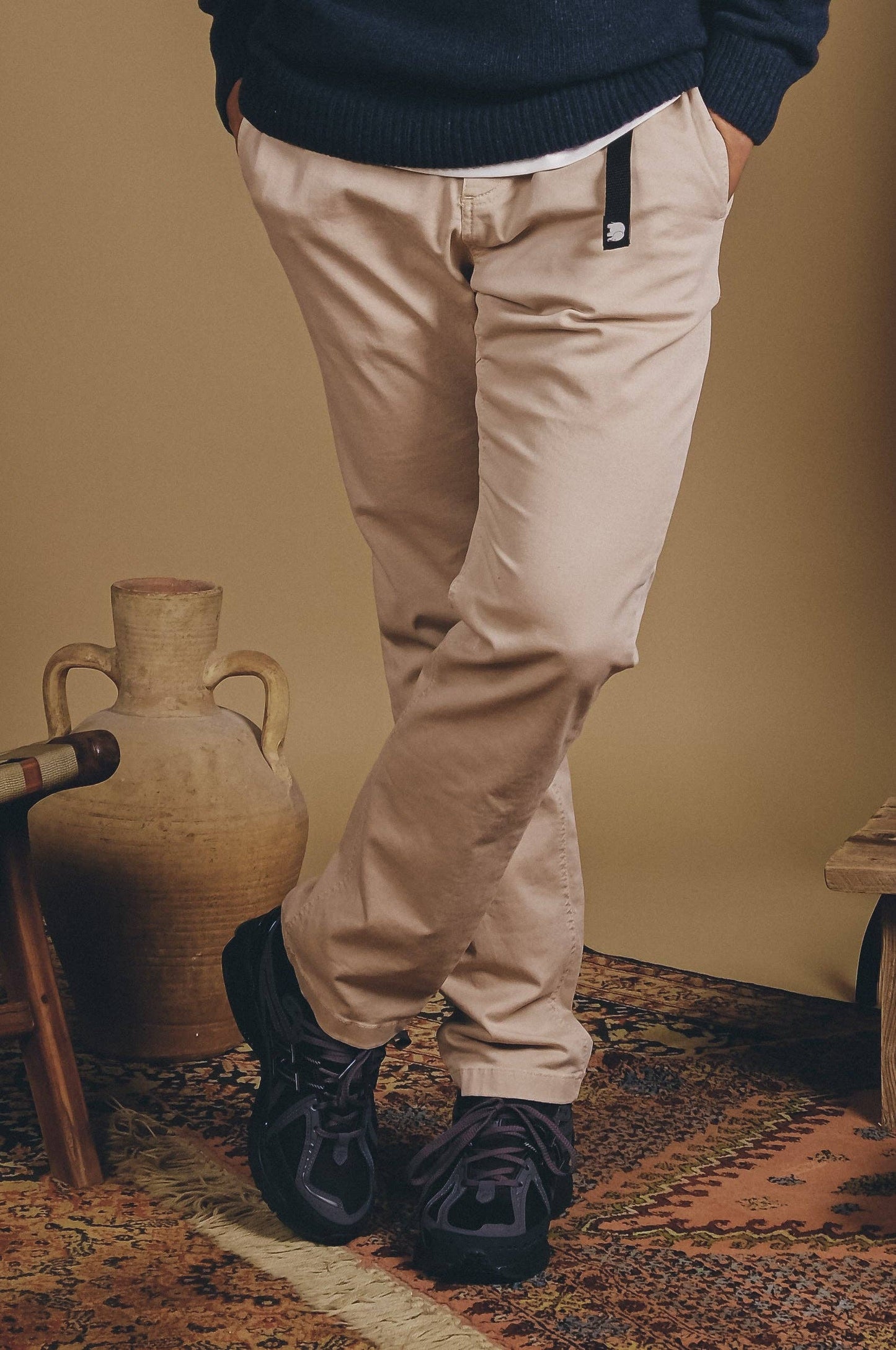 Pantaloni da arrampicata in cotone EcoDye color sabbia