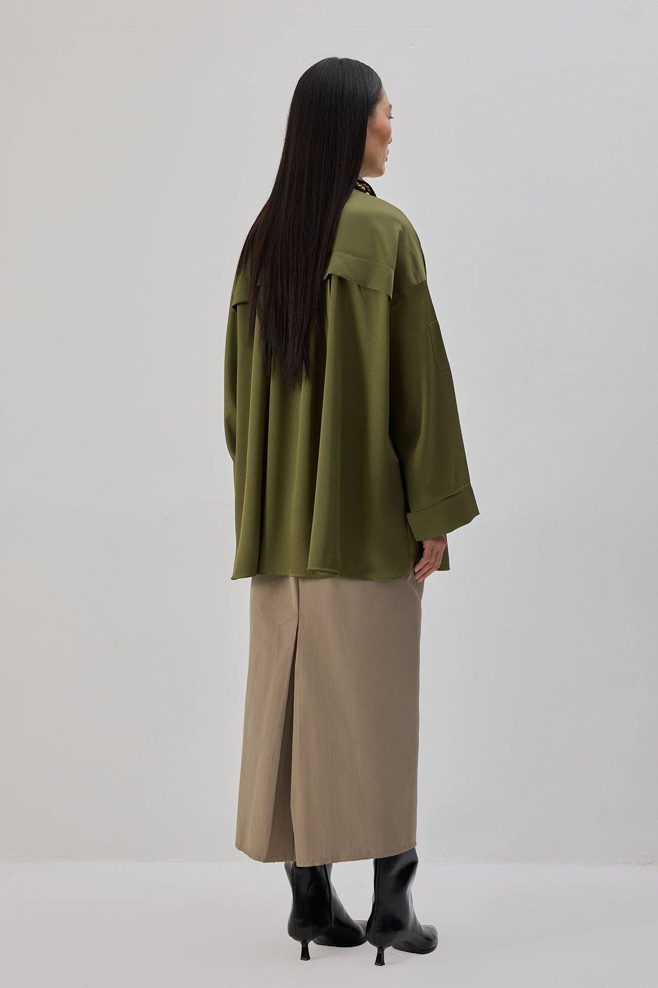 Camicia oversize in raso
