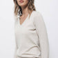 Maglione in maglia rasata con scollo a V