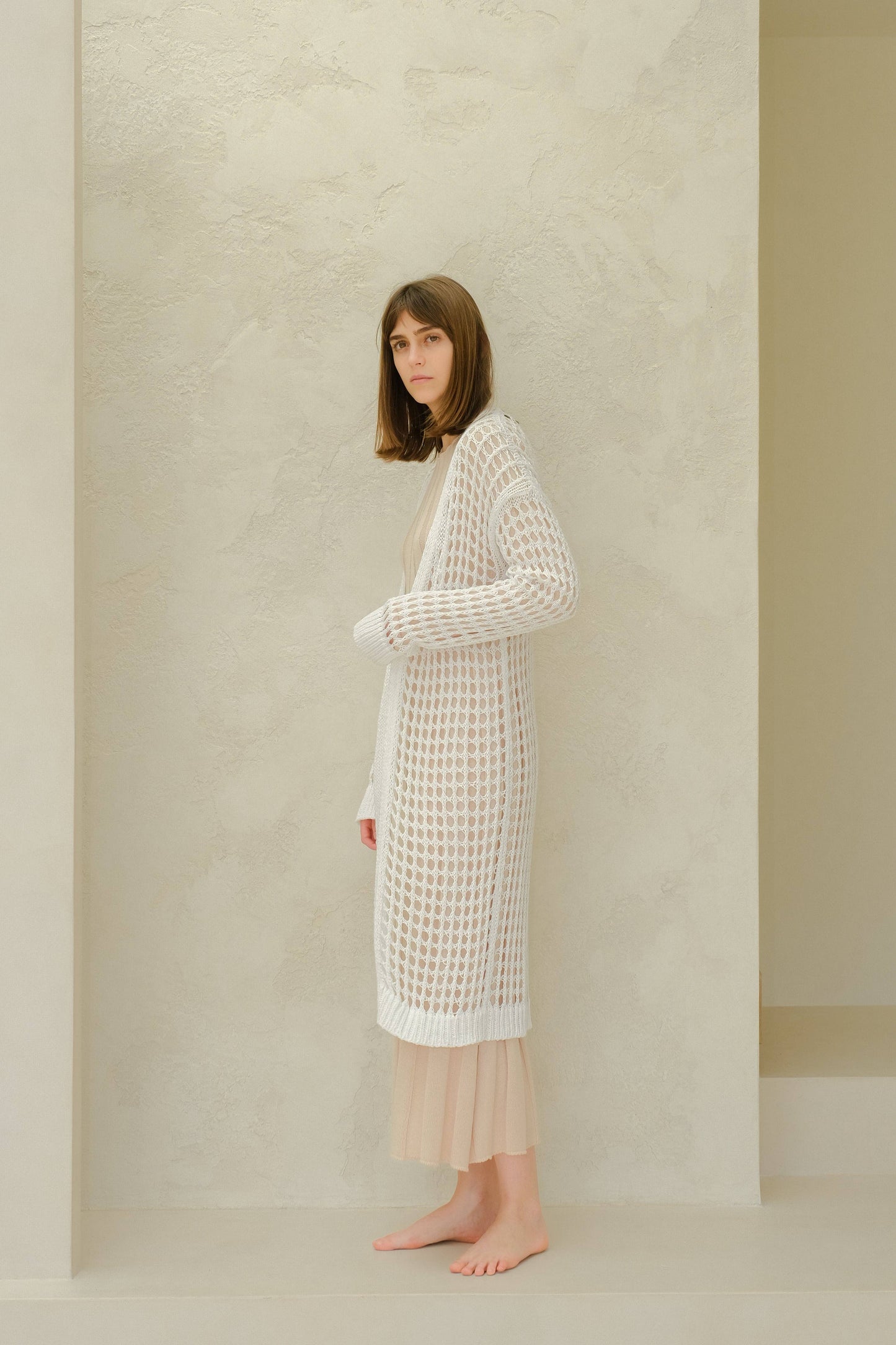 Cardigan maxi all’uncinetto in cotone