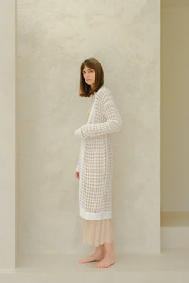 Cardigan maxi all’uncinetto in cotone