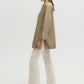 Camicia in popeline beige con polsini oversize