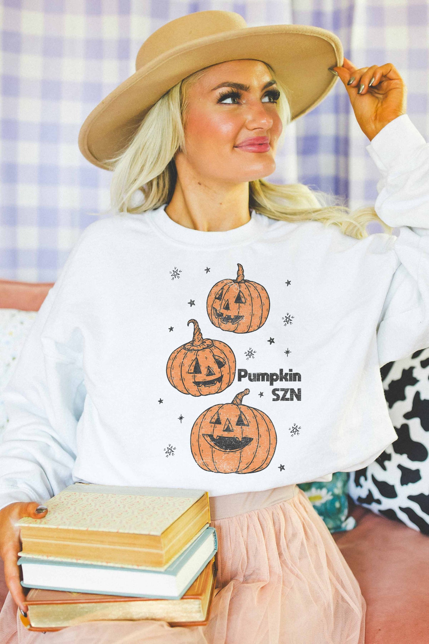 Felpa oversize con stampa zucche Halloween